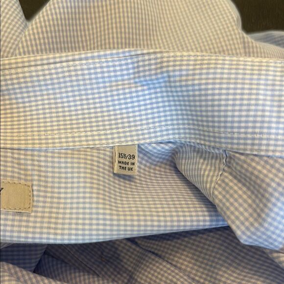 Burberry London Micro Checker Dress Shirt Light blue Classic Fit size 15.5/39 - Picture 8 of 12